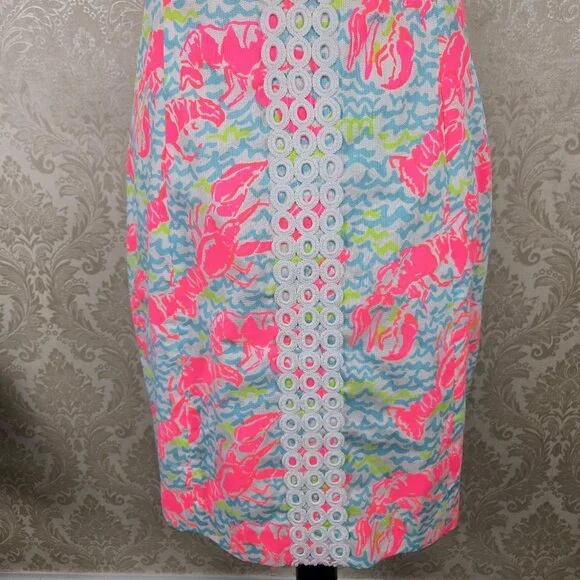 Lilly Pulitzer Size 8 Pearl Shift Dress in Resort White Pop Up Lobstah Roll NWT - Picture 3 of 14